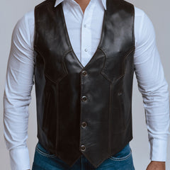 Chaleco VV Piel Liso Café 002