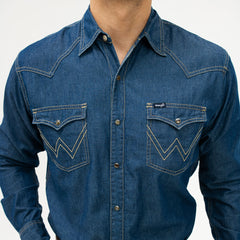 Camisa Wrangler Basica Lisa Mezclilla Buckle 010