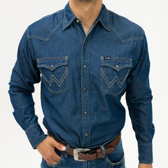 Camisa Wrangler Basica Lisa Mezclilla Buckle 010