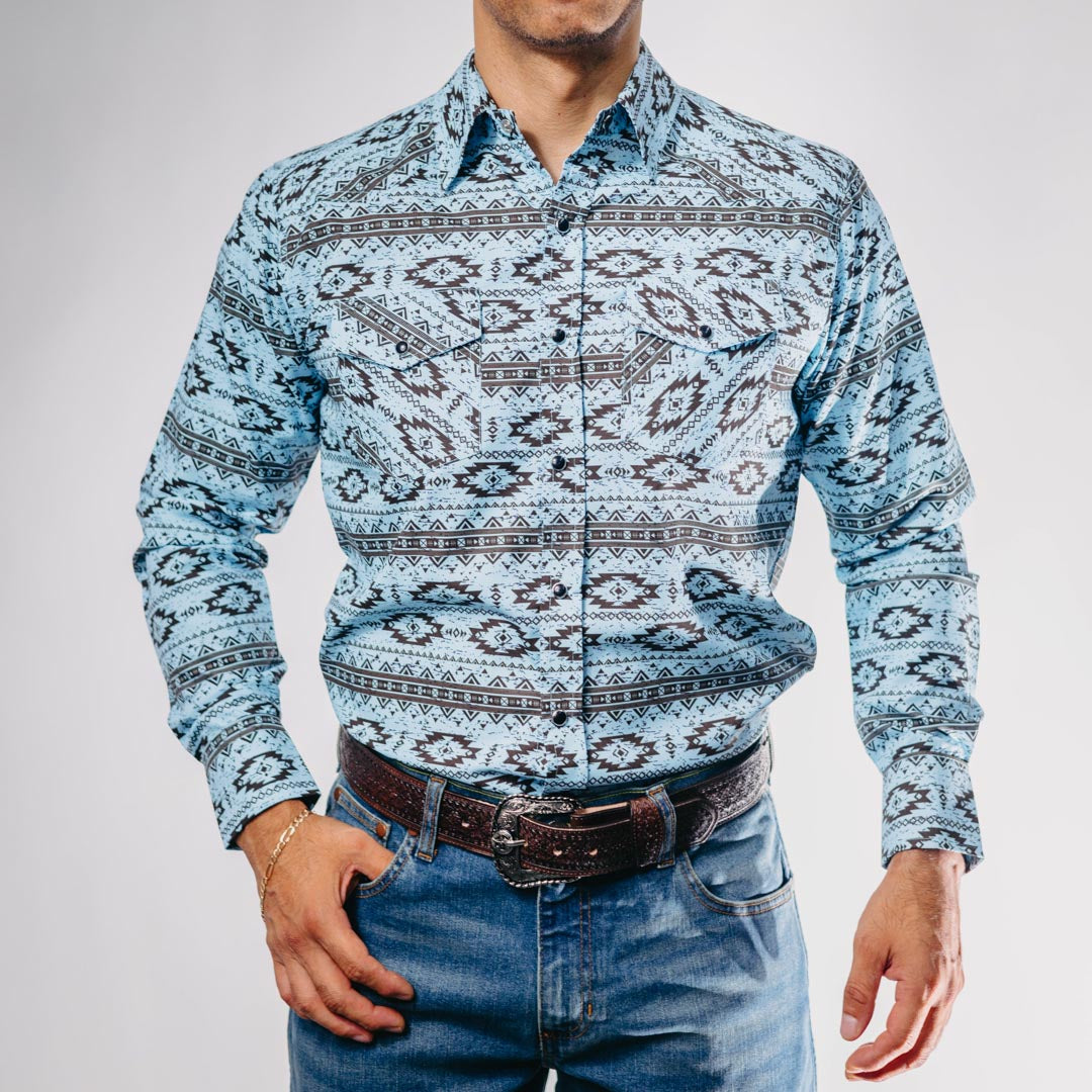 Camisa American West Checotha Celeste 013