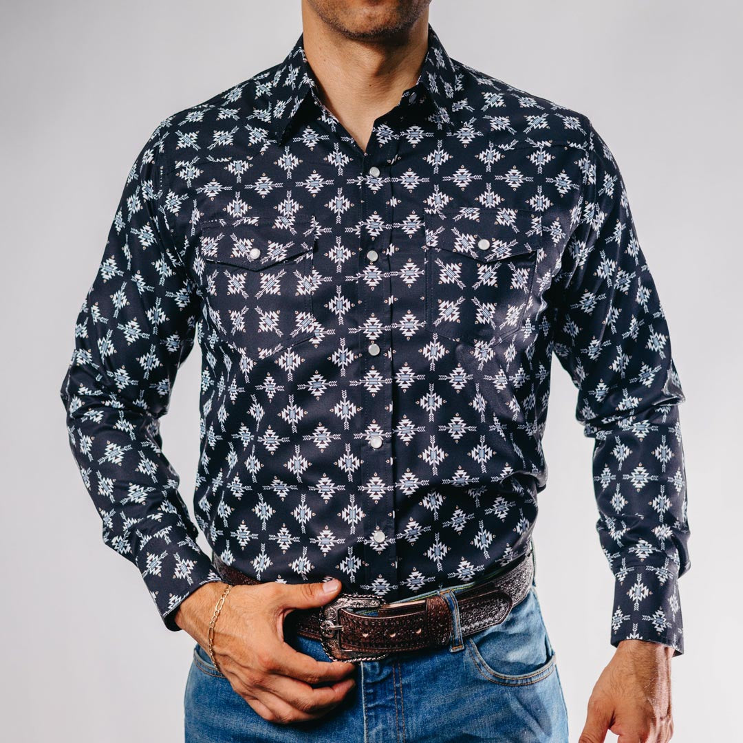 Camisa American West Est Aztec Negro 024