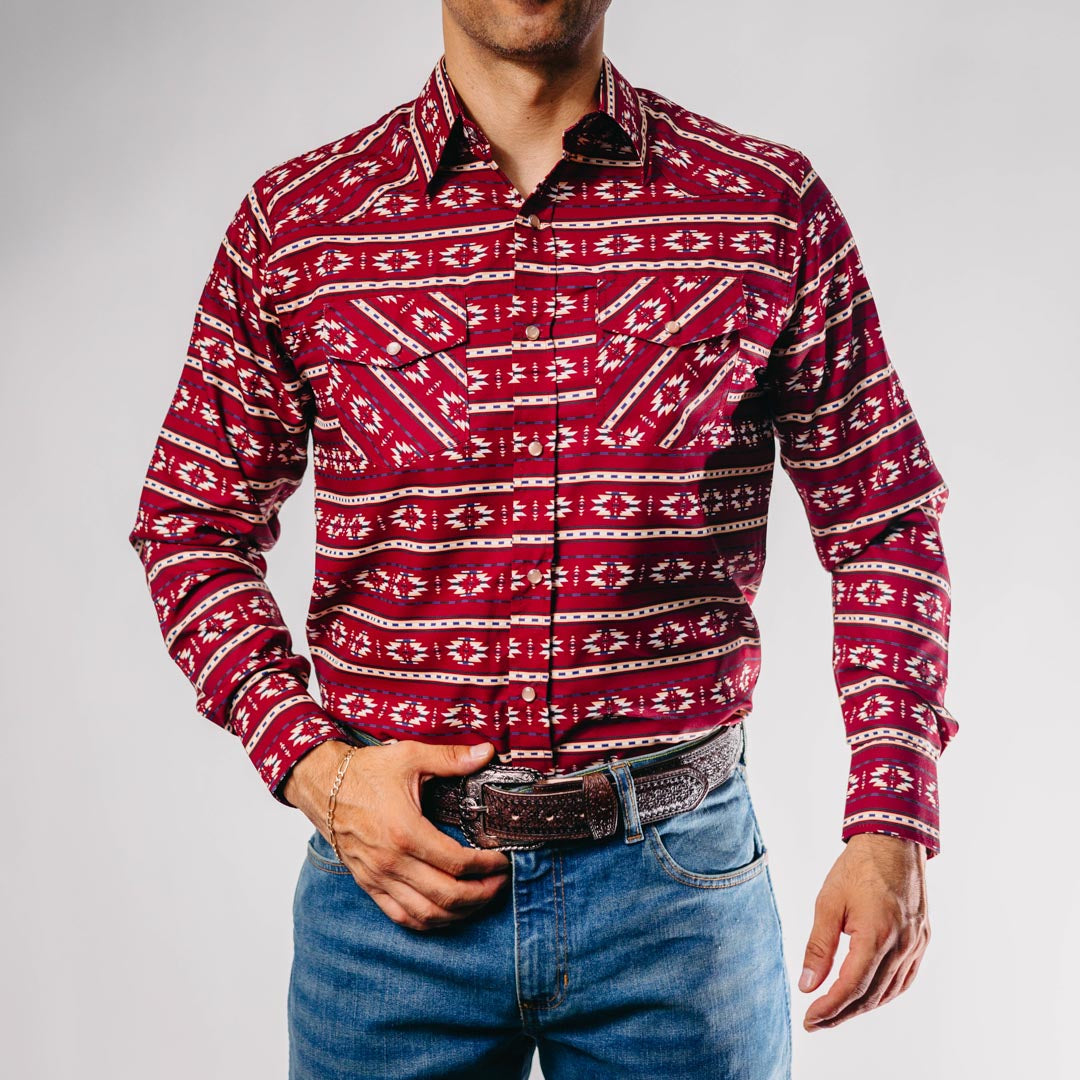 Camisa American West Checotah Vino 025