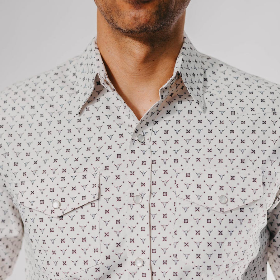 Camisa American West Estampada Ivory Cráneo Rombos 027