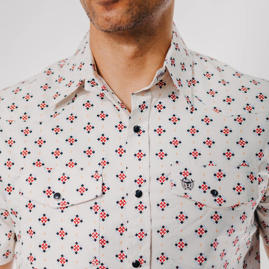 Camisa American West Manga Corta Estampada Cardinal Perla 030