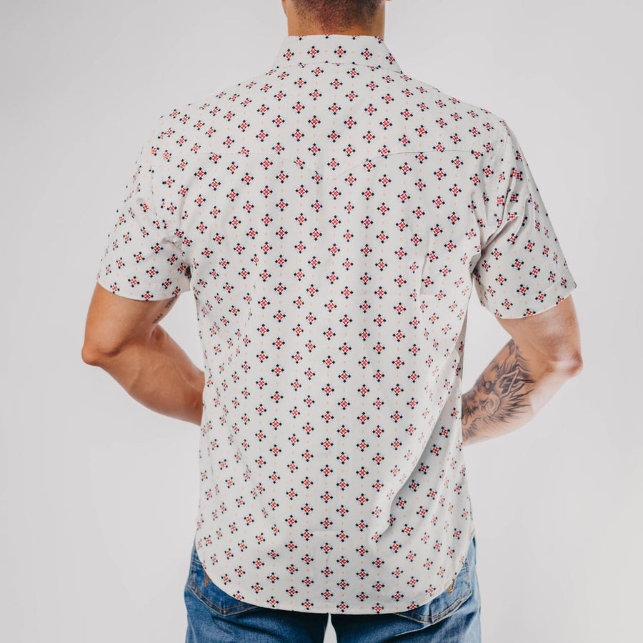 Camisa American West Manga Corta Estampada Cardinal Perla 030