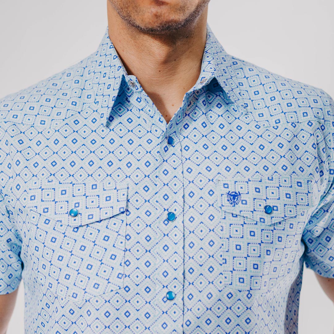 Camisa American West MC Est Aztec Celeste 029