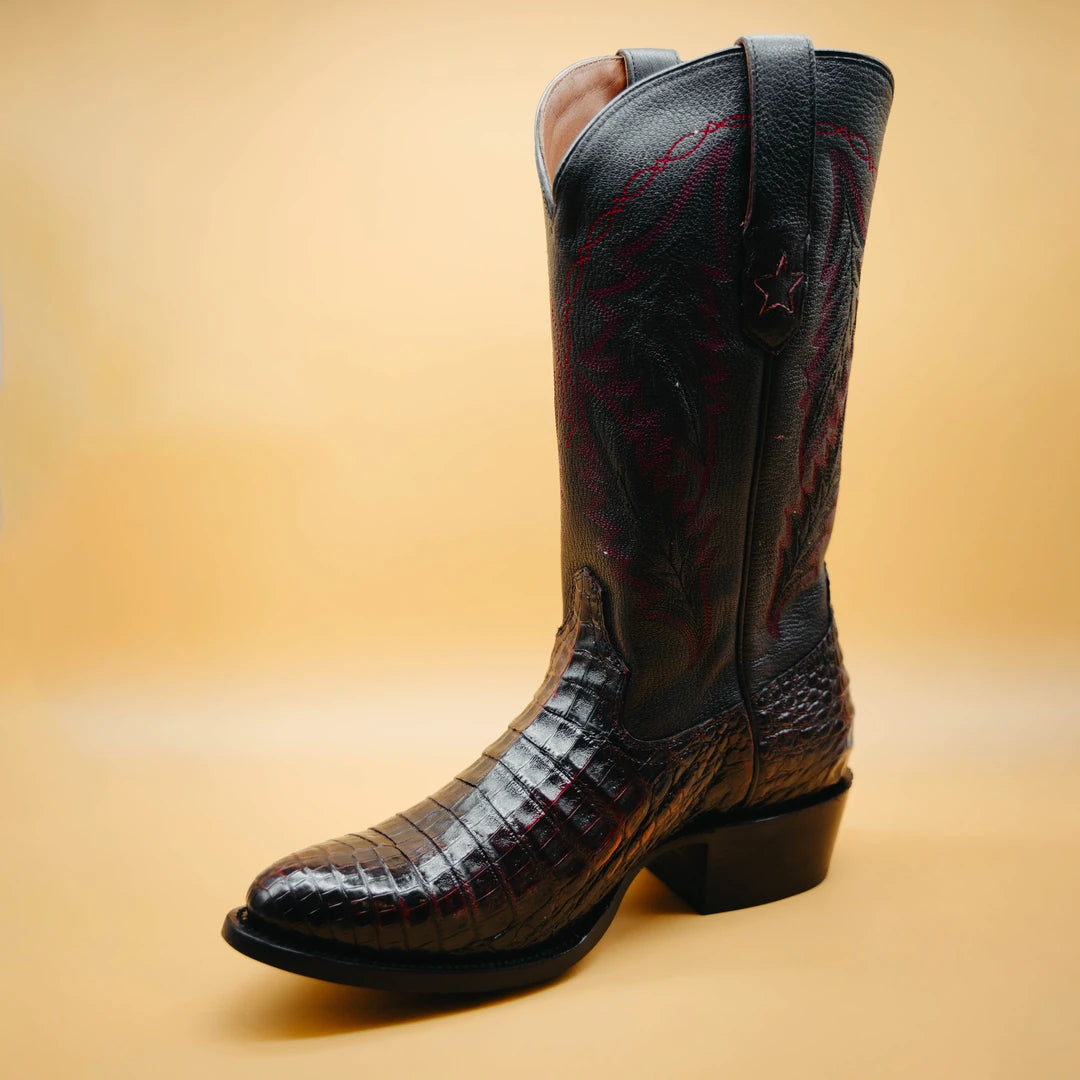 Bota Tony Lama Caiman Belly Black Cherry 007