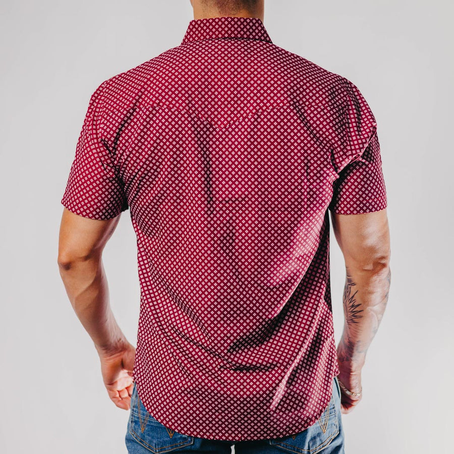 Camisa American West Manga Corta Estampada Vino 033
