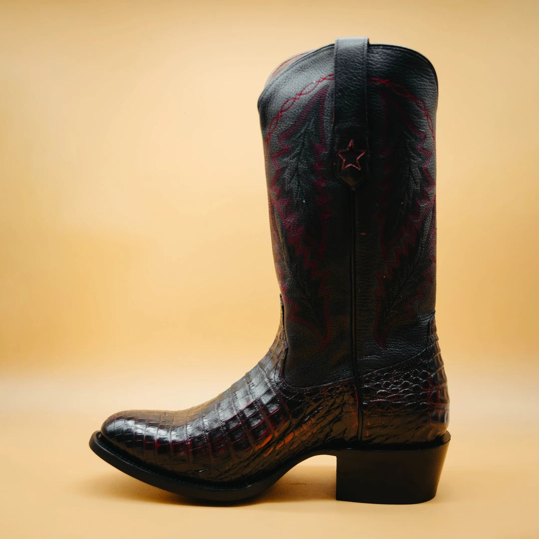 Bota Tony Lama Caiman Belly Black Cherry 007