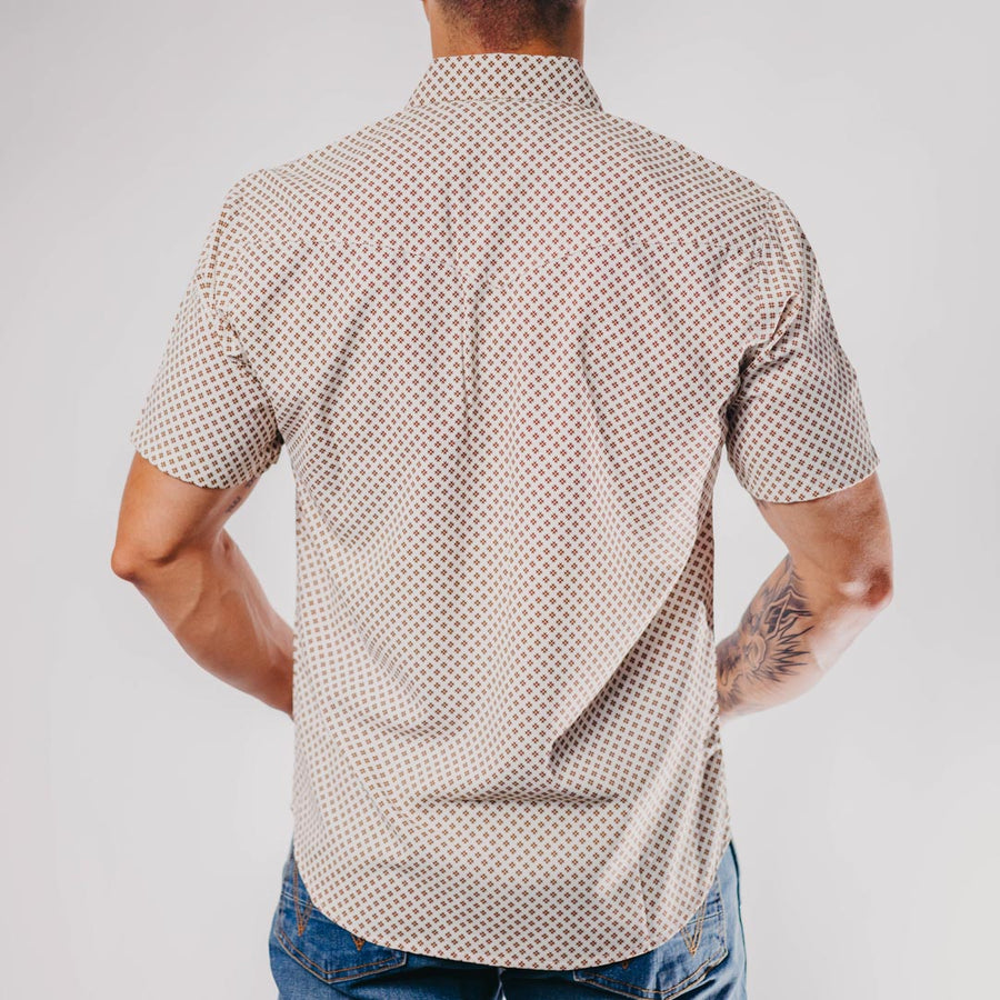 Camisa American West Manga Corta Estampada Beige 032