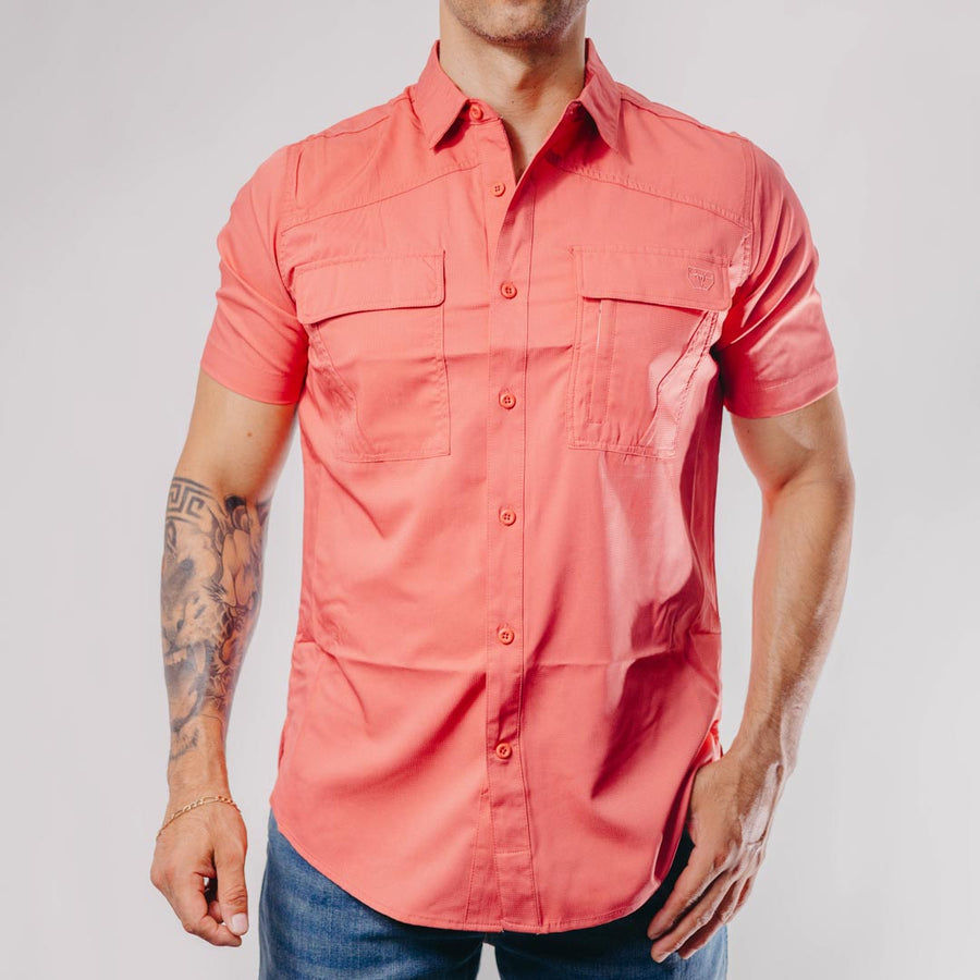 Camisa Platini Manga Corta Performance Salmon 040