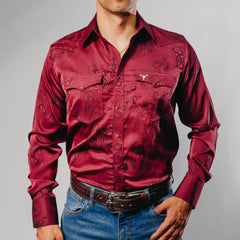 Camisa Cactus Jacquard Vino Amibas 101