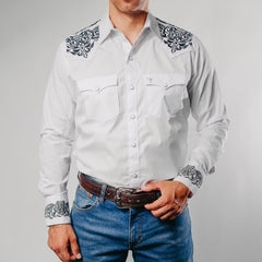 Camisa Cactus Bord Blanco/Negro 102