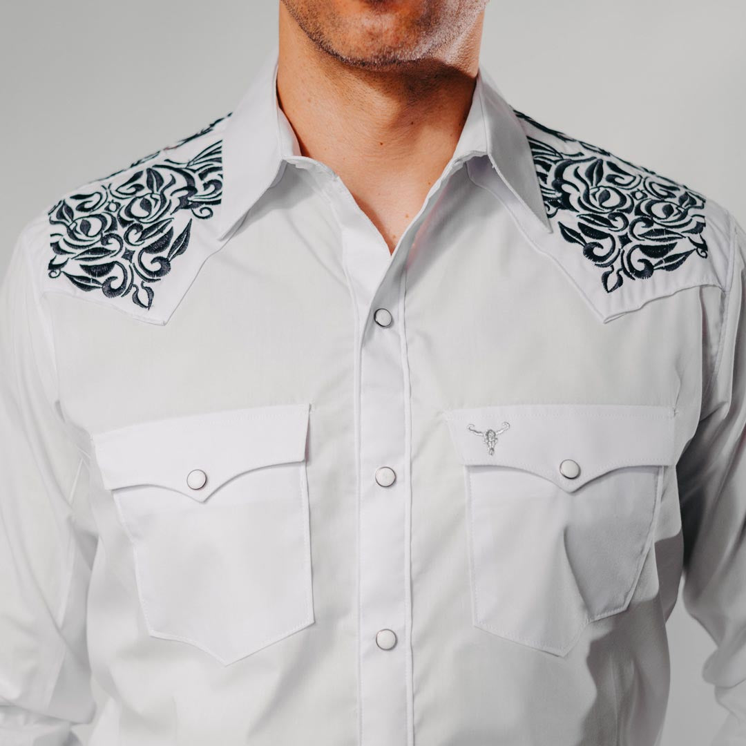 Camisa Cactus Bord Blanco/Negro 102