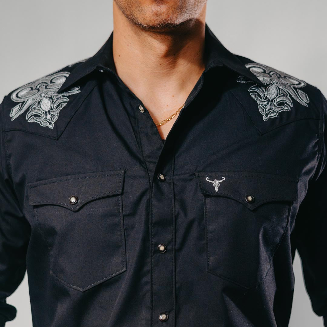 Camisa Cactus Bord Negro/Plata 103