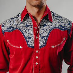 Camisa Scully Bord Roja Flor 004