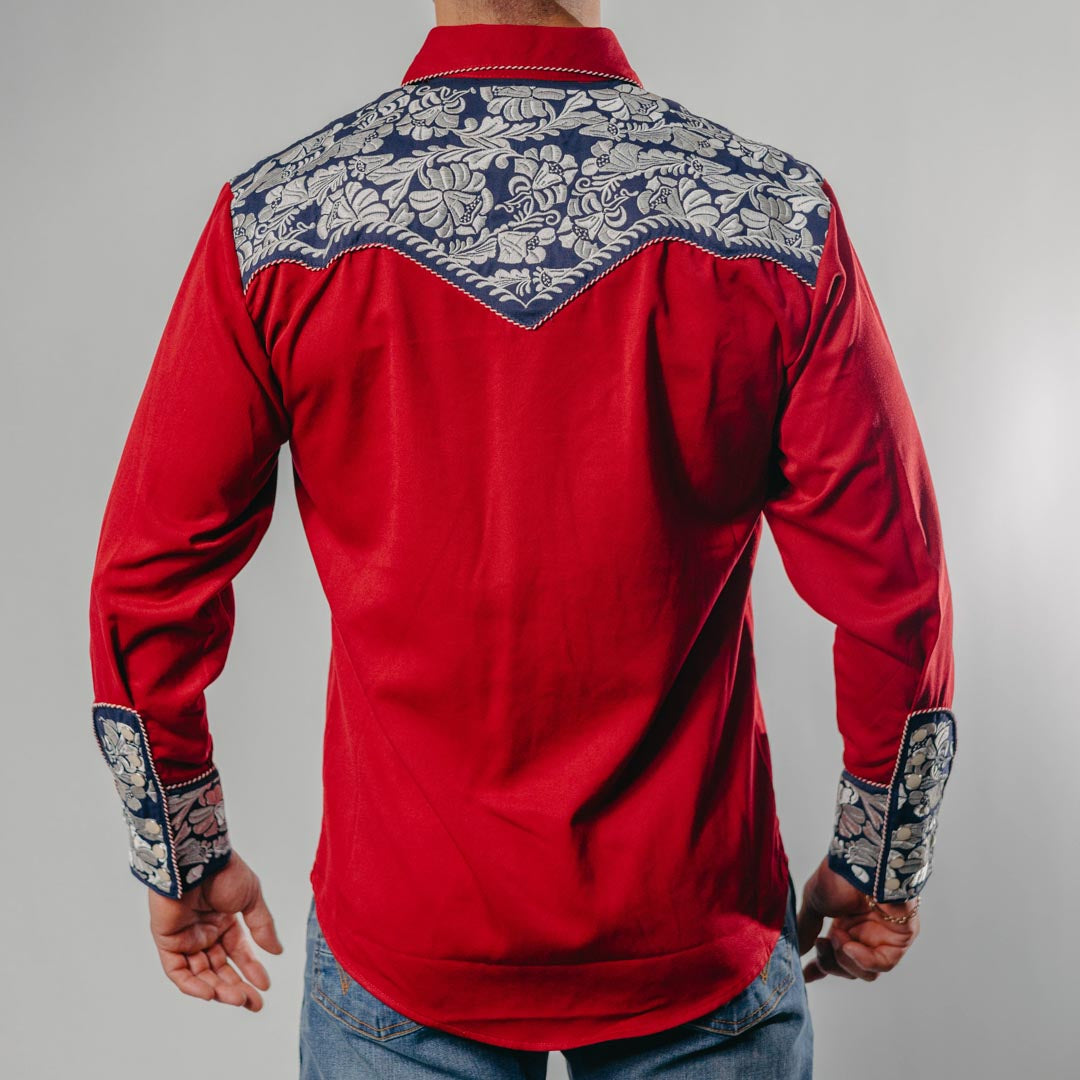 Camisa Scully Bord Roja Flor 004