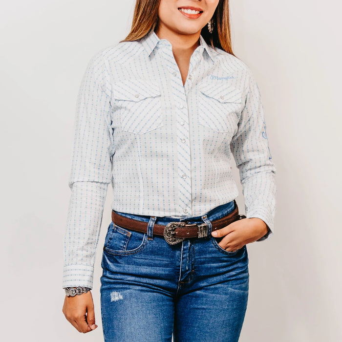Blusa Wrangler Estampada Blanca/Azul 067