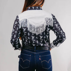 Blusa American West Est Flecos Negro/Blanco 013