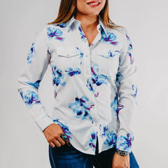 Blusa Montero Western Est Flor Celeste 042