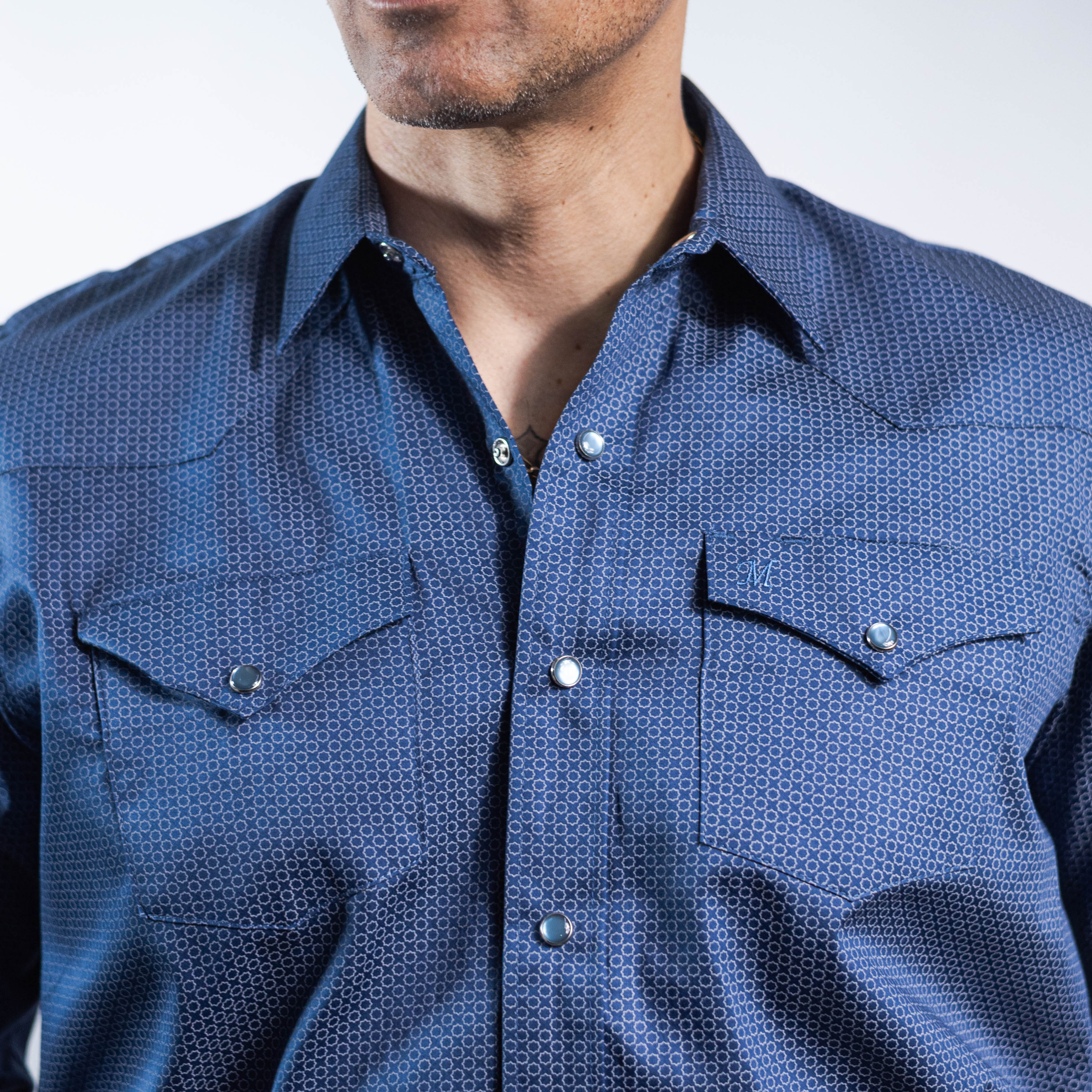 Camisa 1800 West Est Azul/Blanco 036