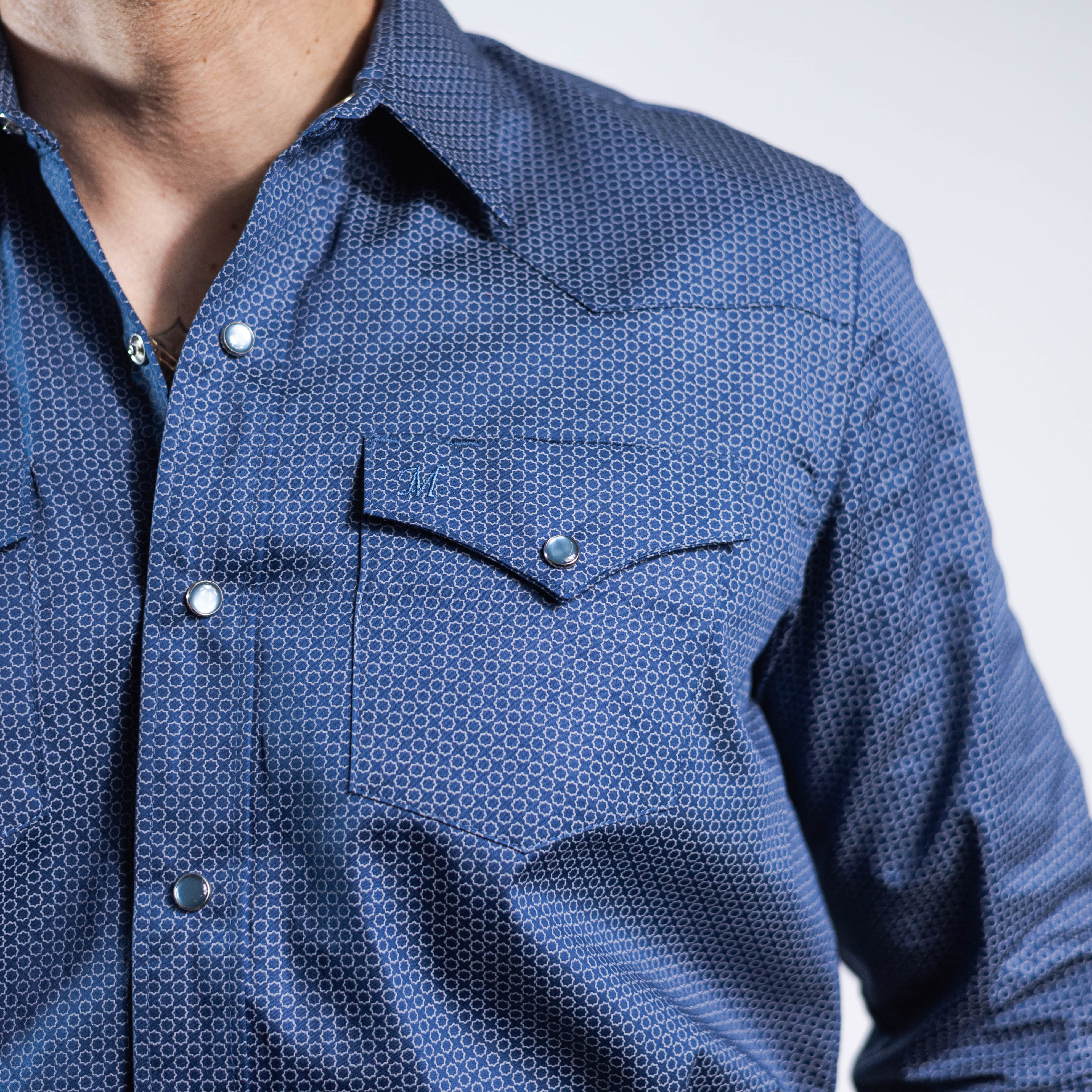 Camisa 1800 West Est Azul/Blanco 036