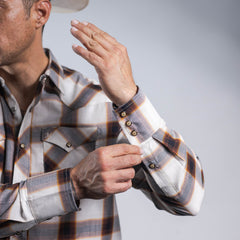 Camisa 1800 West Cuadros Blanco/Cafe 038