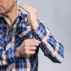 Camisa 1800 West Cuadros Azul/Café/Beig 039