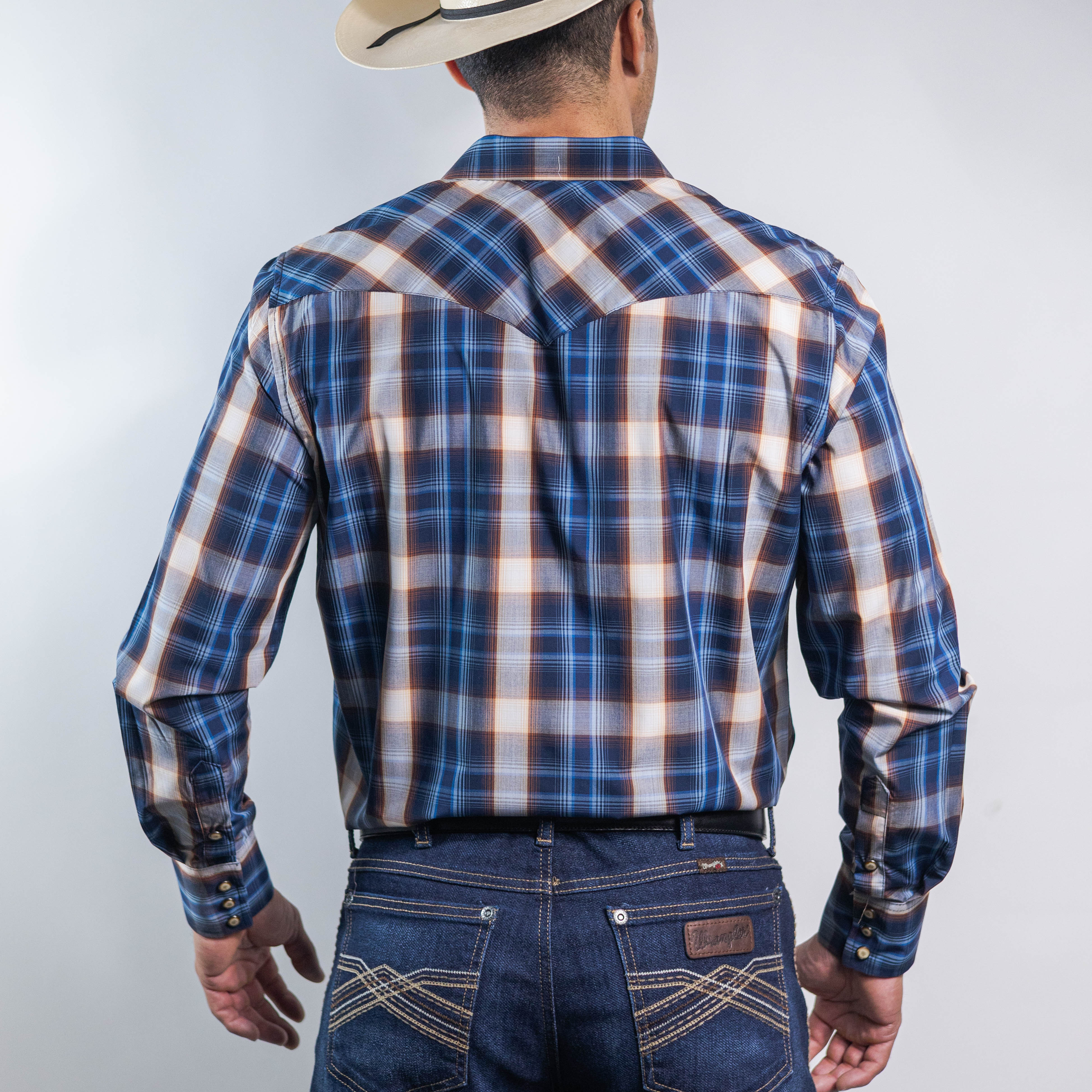 Camisa 1800 West Cuadros Azul/Café/Beig 039