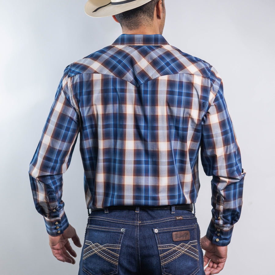 Camisa 1800 West Cuadros Azul/Café/Beig 039