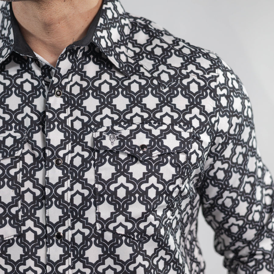 Camisa Cactus Estampada Negro/Blanco 156