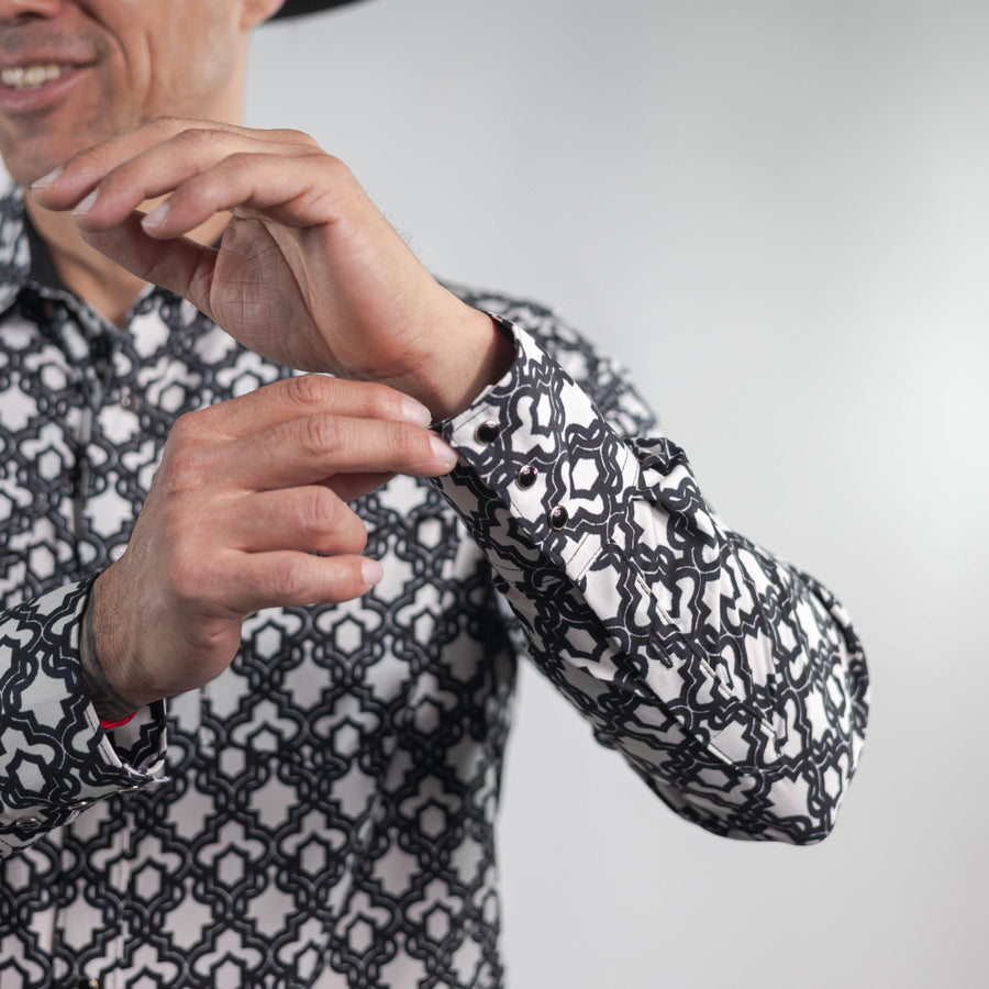 Camisa Cactus Estampada Negro/Blanco 156