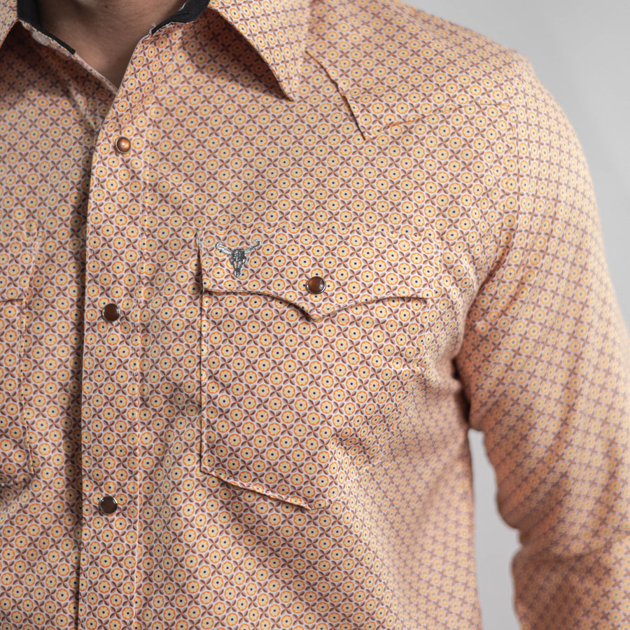 Camisa Cactus Estampada Coral/Amarillo 158
