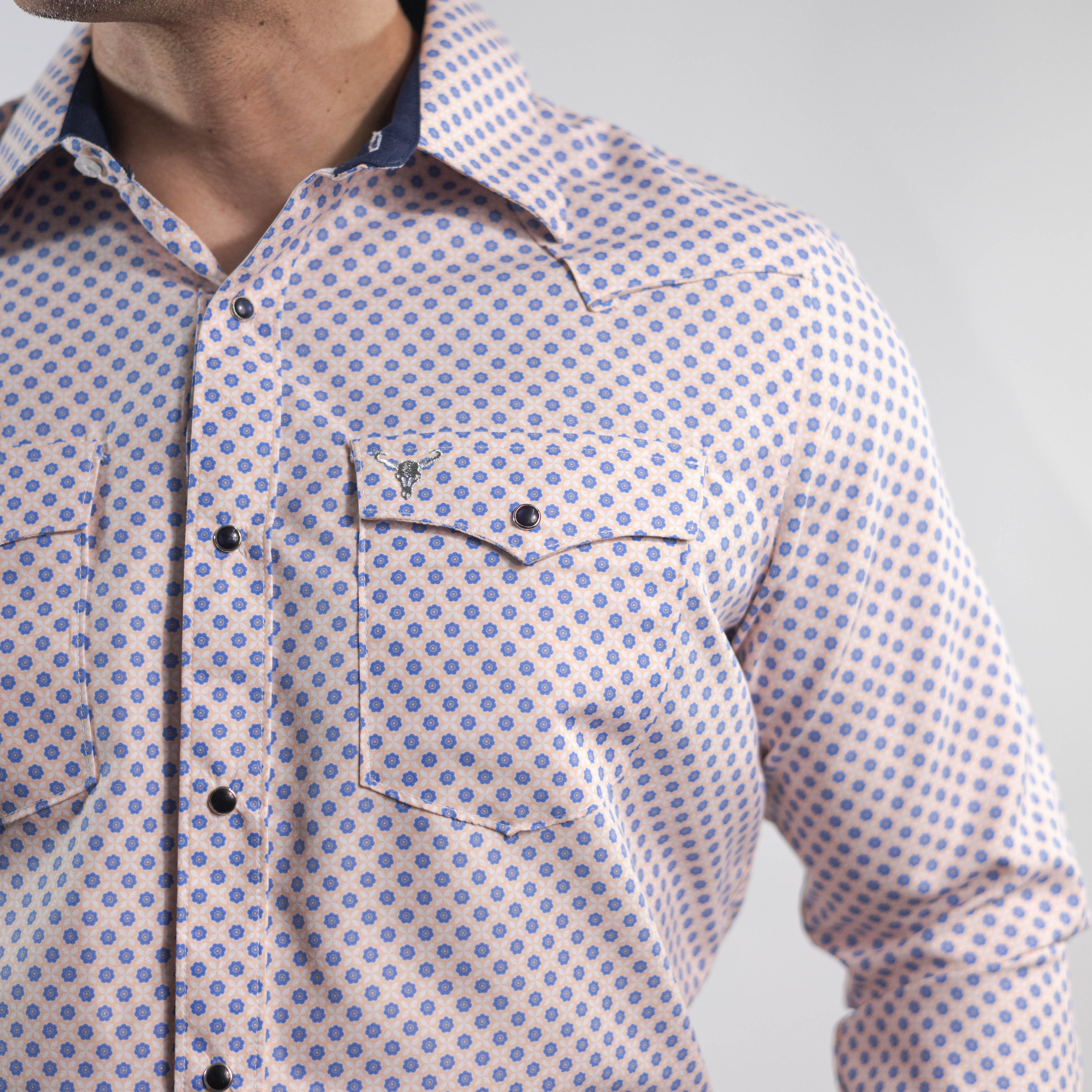 Camisa Cactus Est Beige/Azul Flor 159