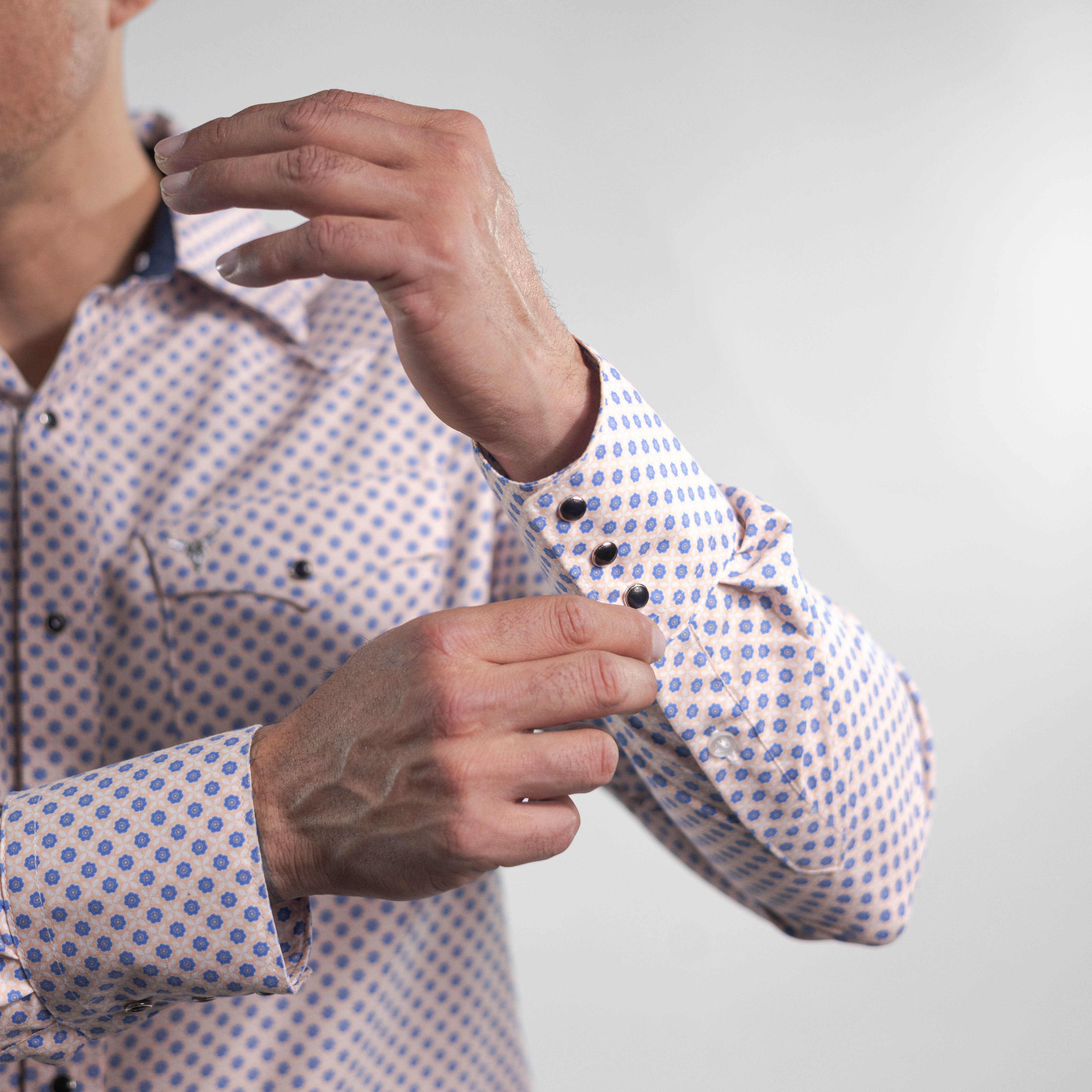 Camisa Cactus Est Beige/Azul Flor 159