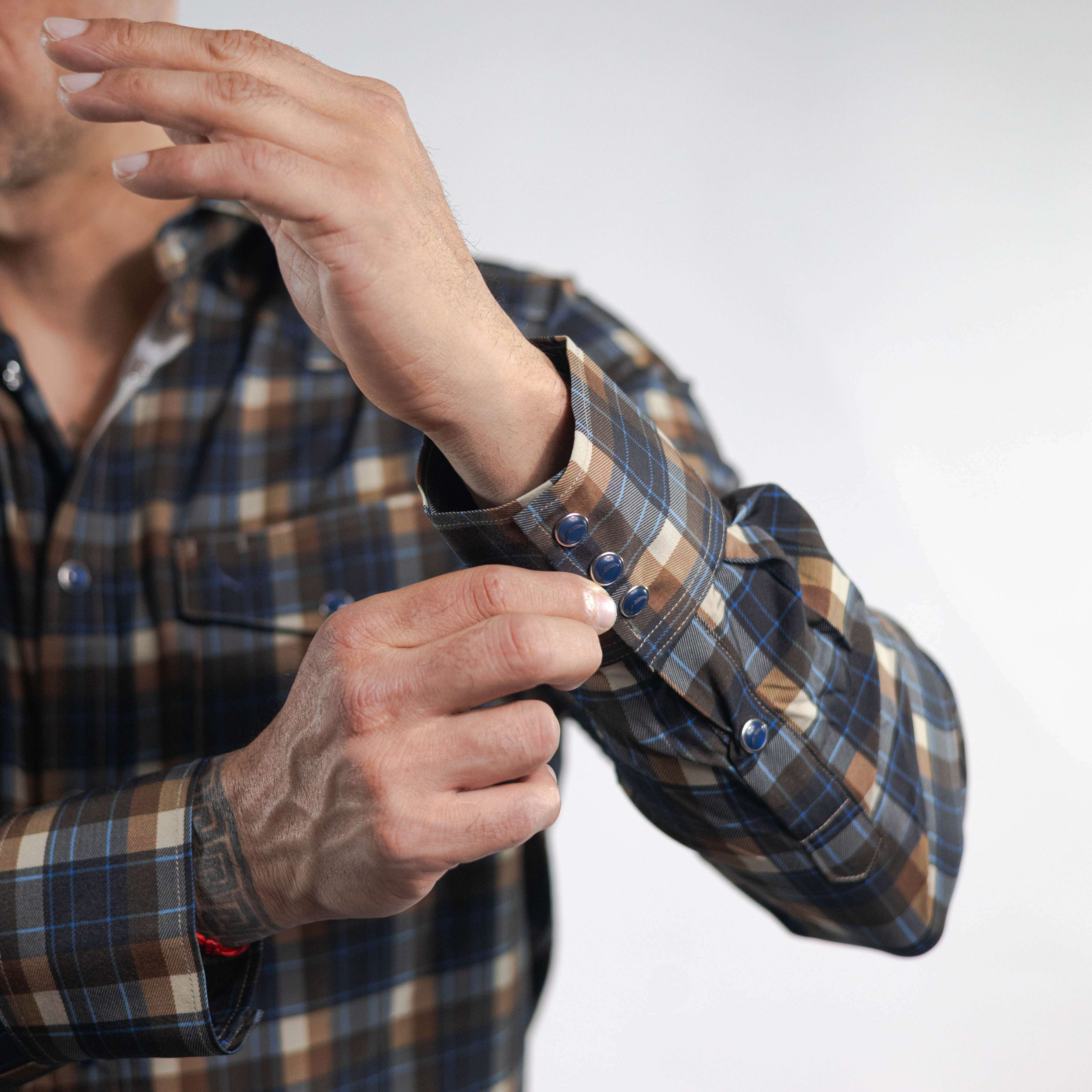 Camisa McAllen Cuadros Azul/Cafe 080