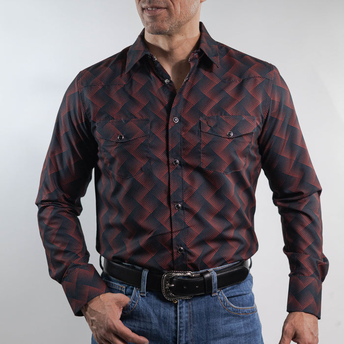 Camisa McAllen Estampada Negro/Rojo 083