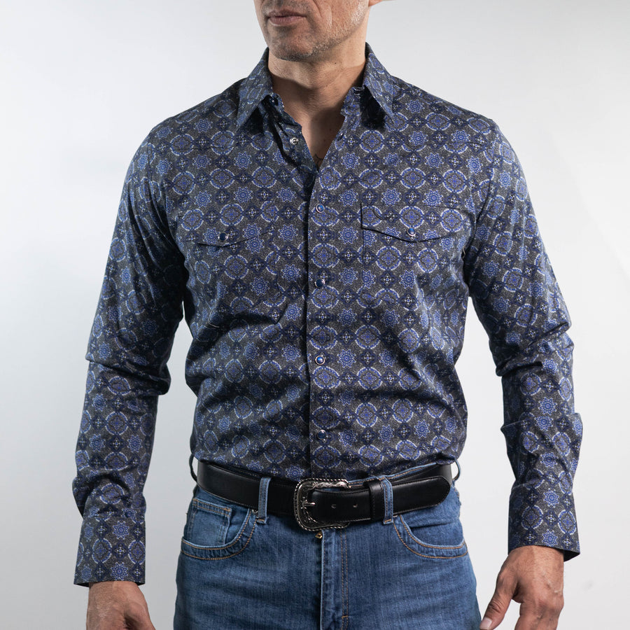 Camisa McAllen Estampada Azul/Gris Talavera 084