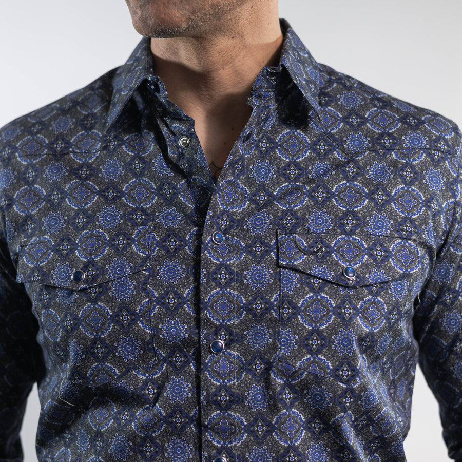 Camisa McAllen Estampada Azul/Gris Talavera 084