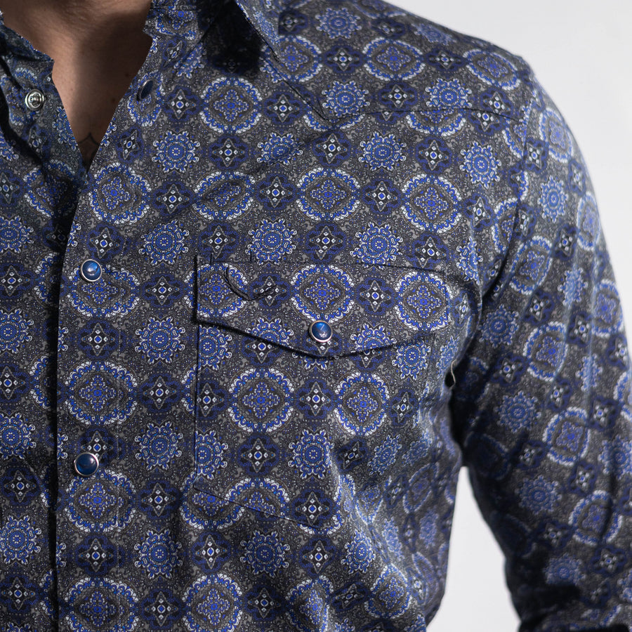 Camisa McAllen Estampada Azul/Gris Talavera 084