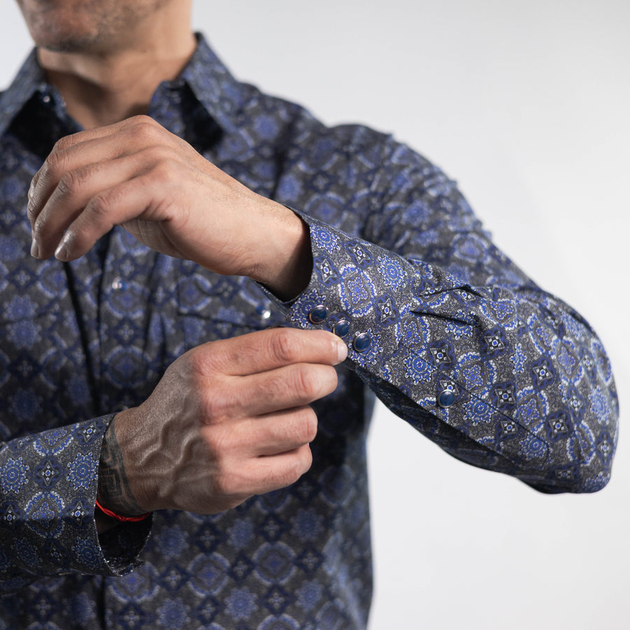 Camisa McAllen Estampada Azul/Gris Talavera 084