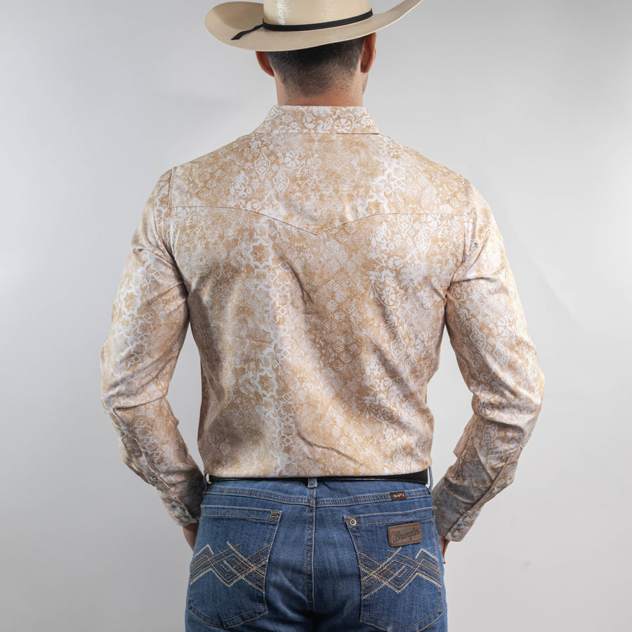 Camisa McAllen Estampada Dorado/Blanco Flor 085