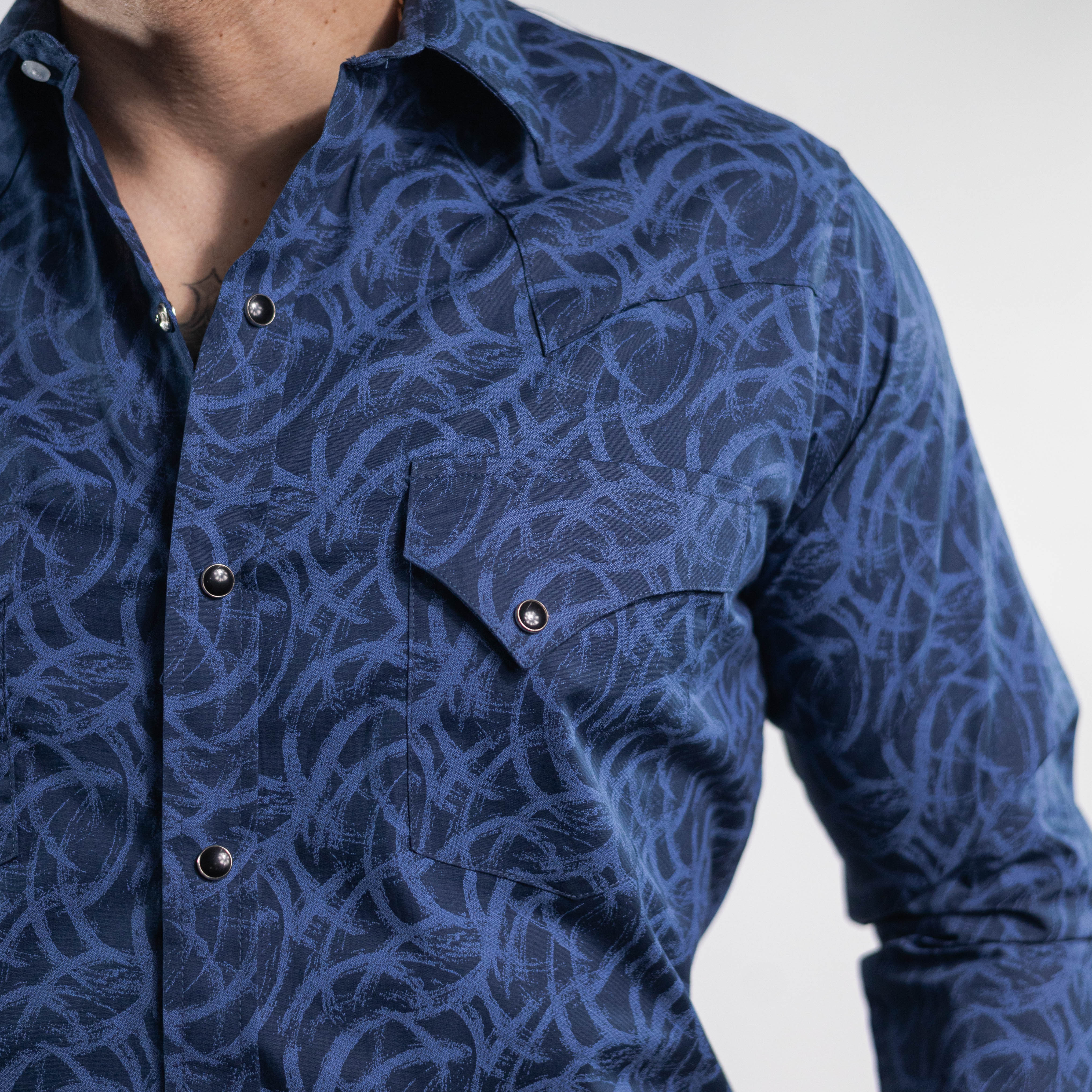 Camisa Longhorn Est Azul/Azul 001
