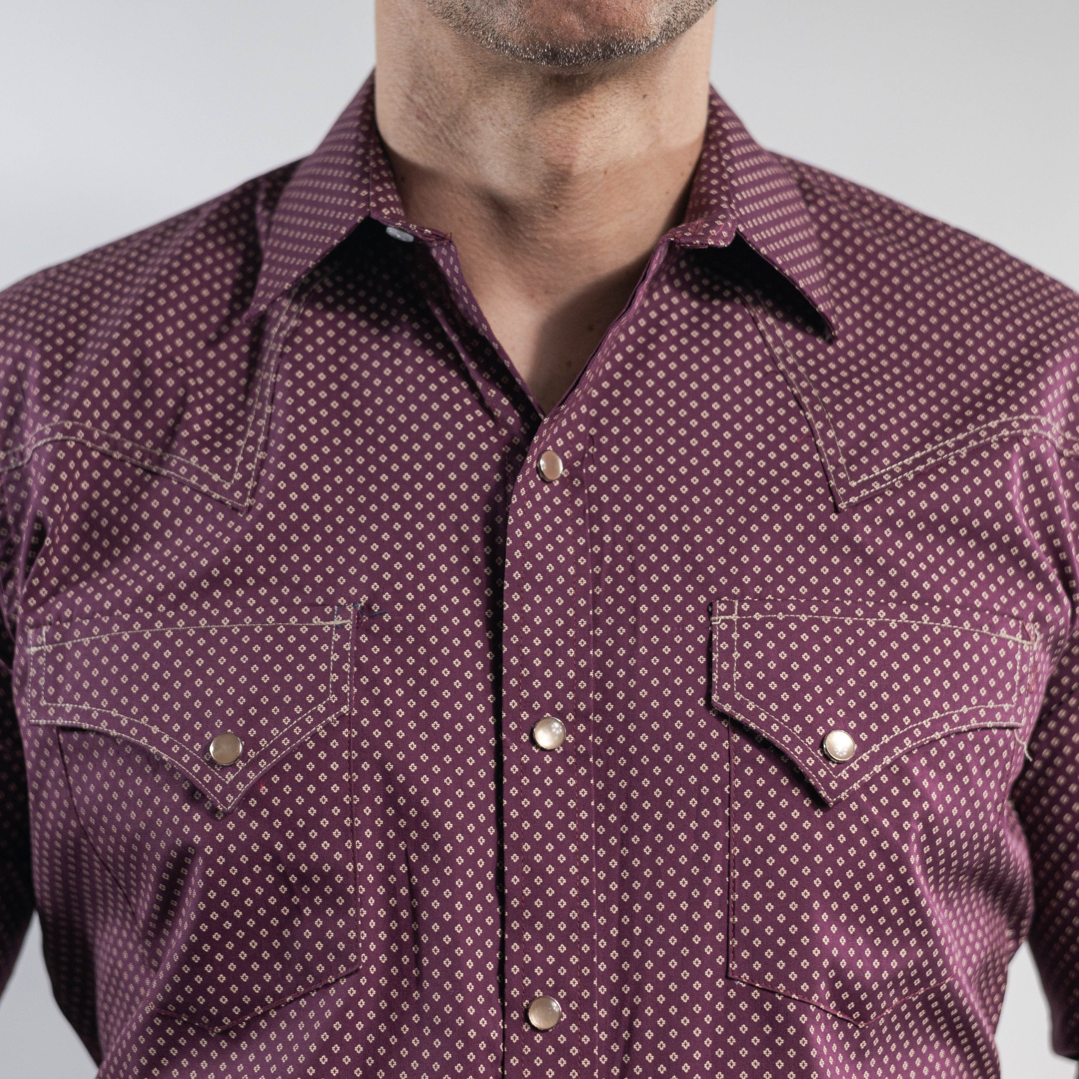 Camisa Longhorn Est Vino/Blanco 002