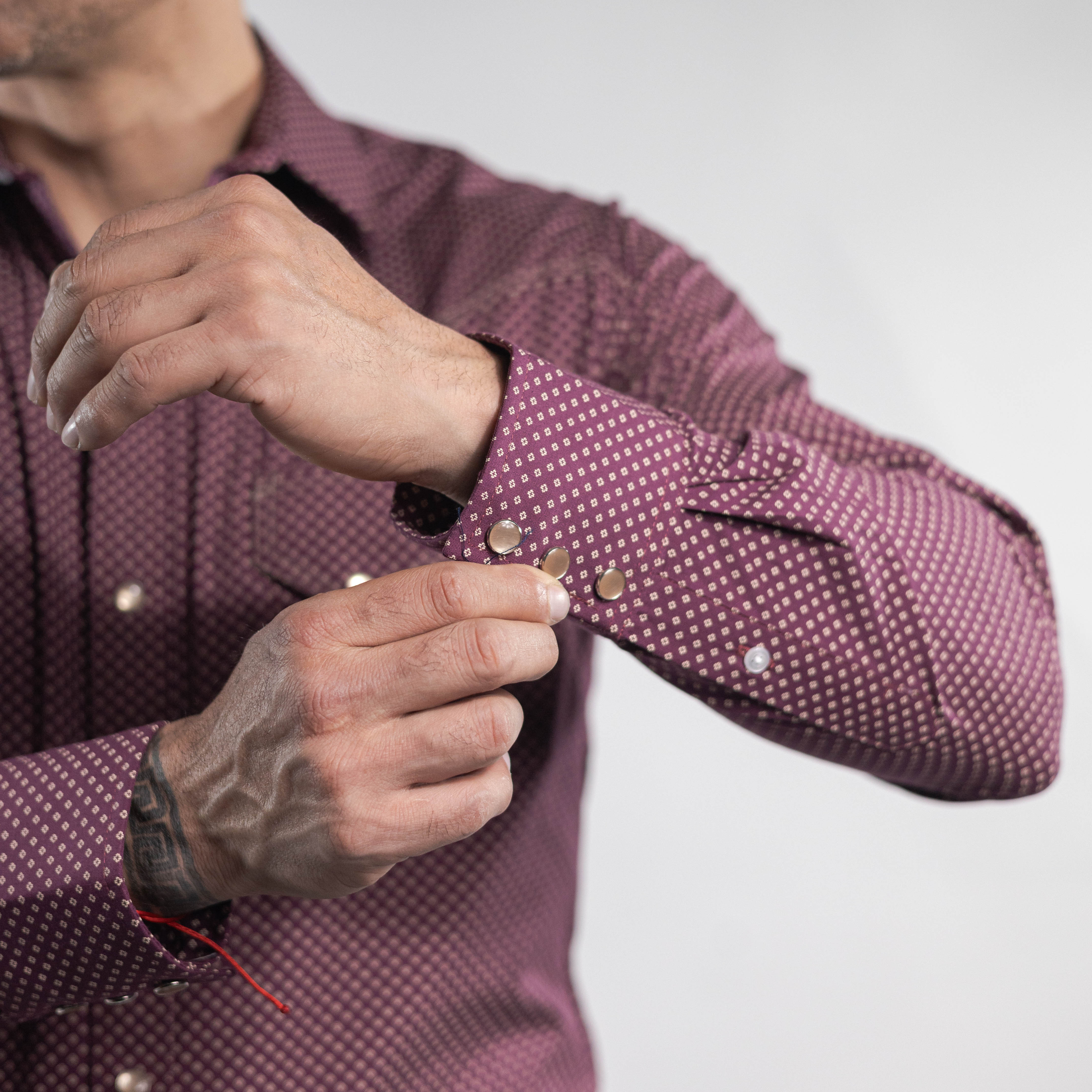 Camisa Longhorn Est Vino/Blanco 002