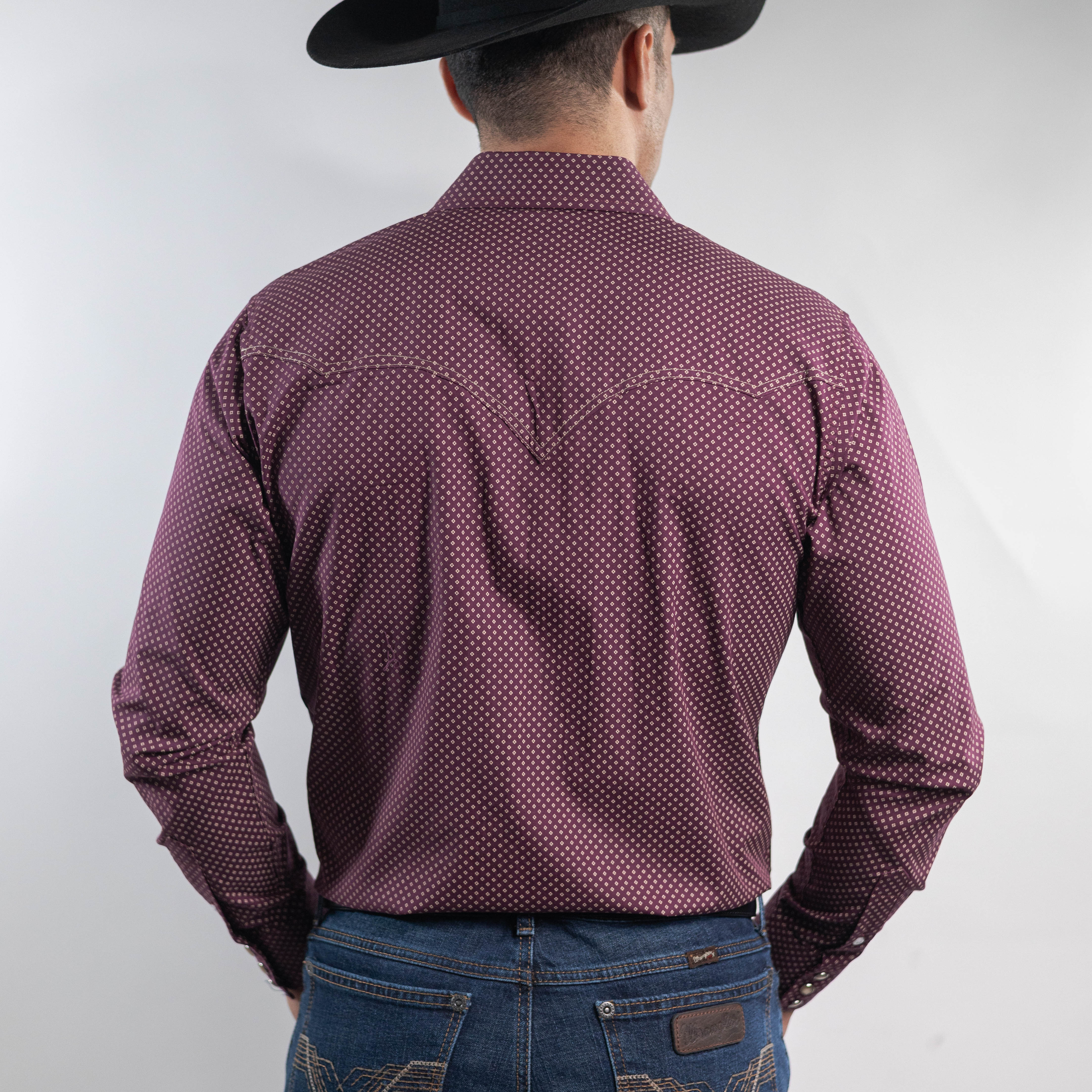 Camisa Longhorn Est Vino/Blanco 002