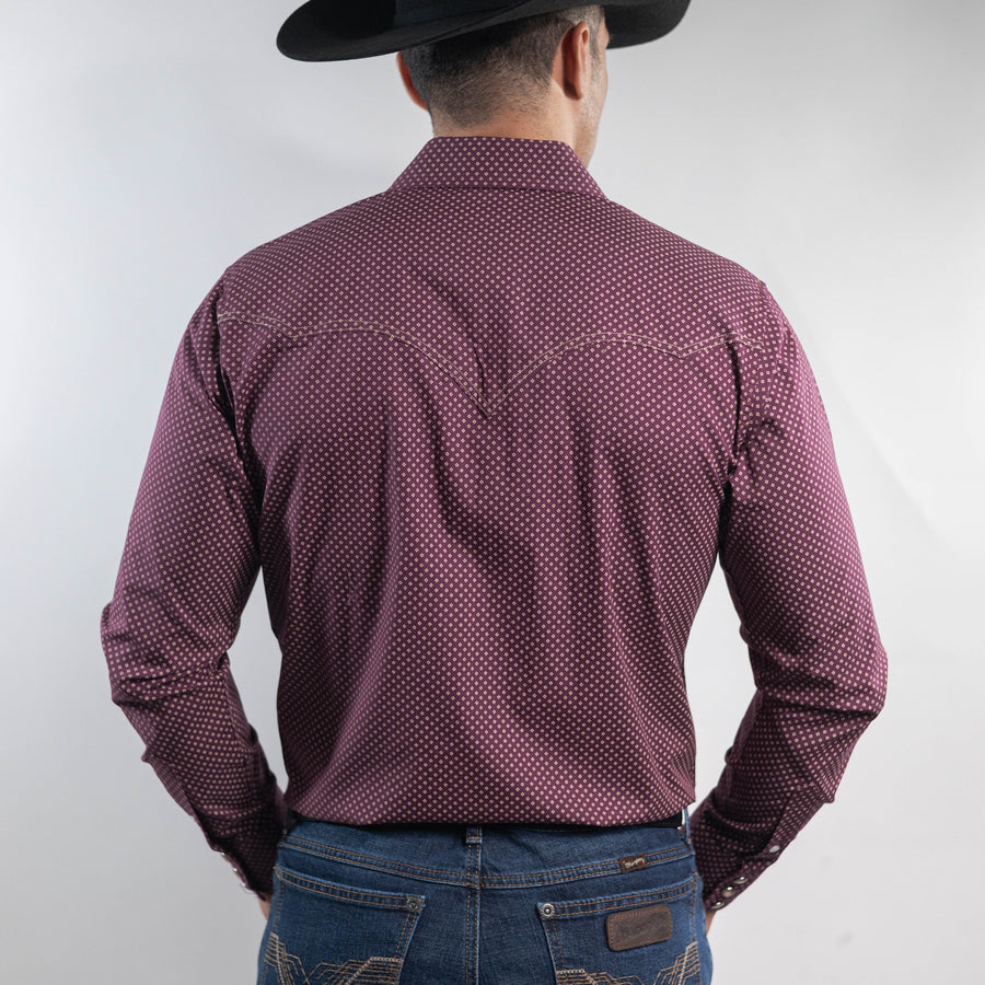 Camisa Longhorn Estampada Vino/Blanco 002