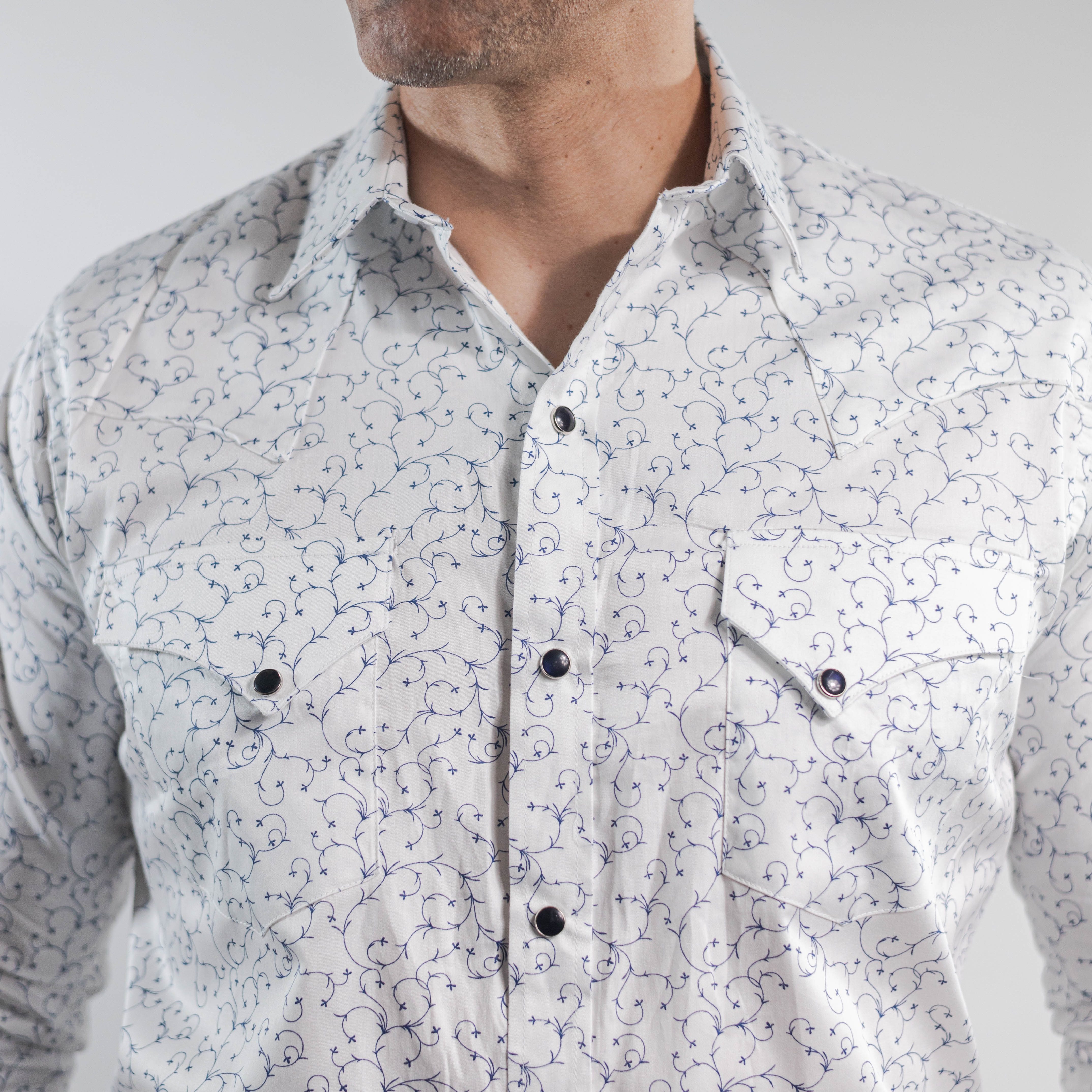 Camisa Longhorn Est Blanco/Azul Rama 003