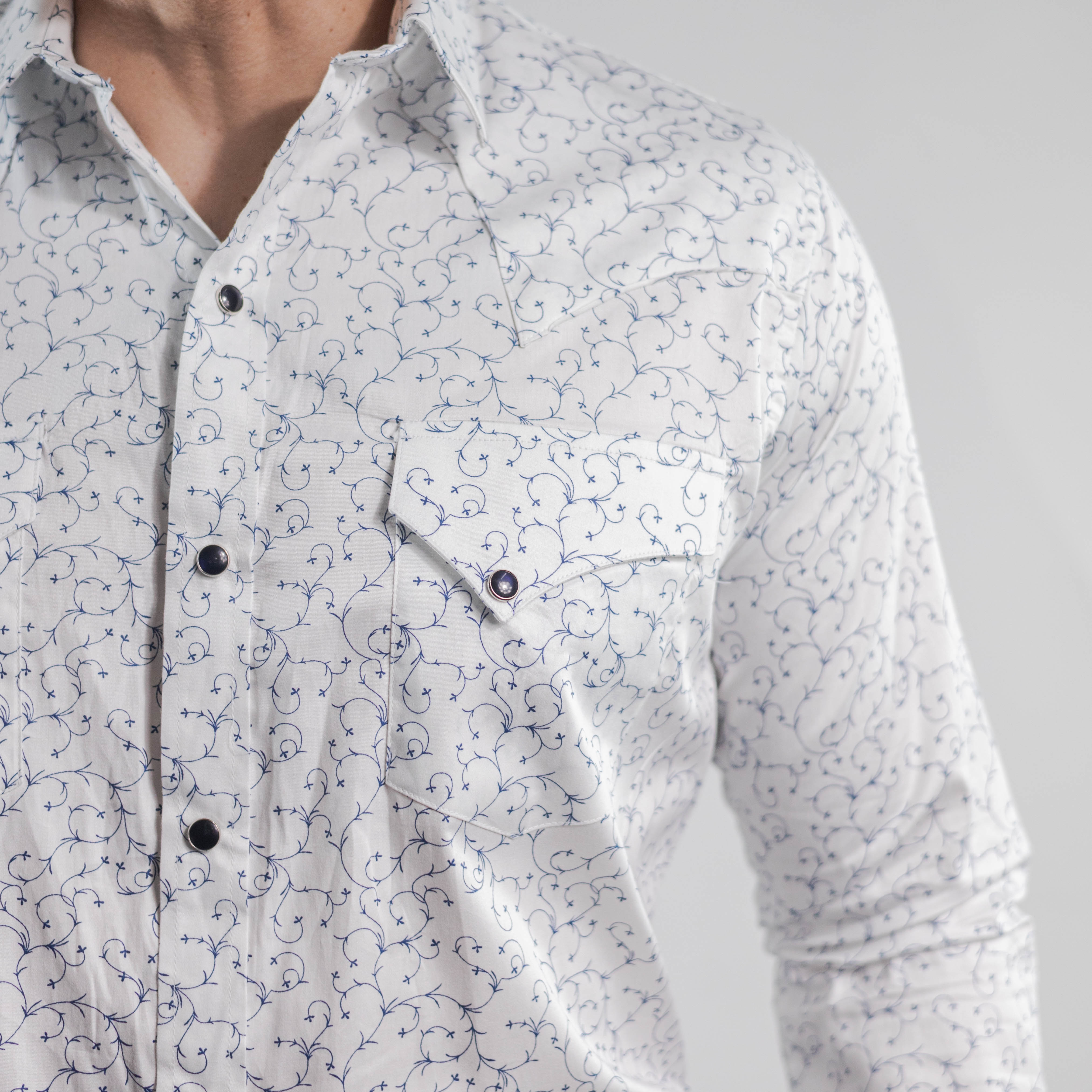 Camisa Longhorn Est Blanco/Azul Rama 003