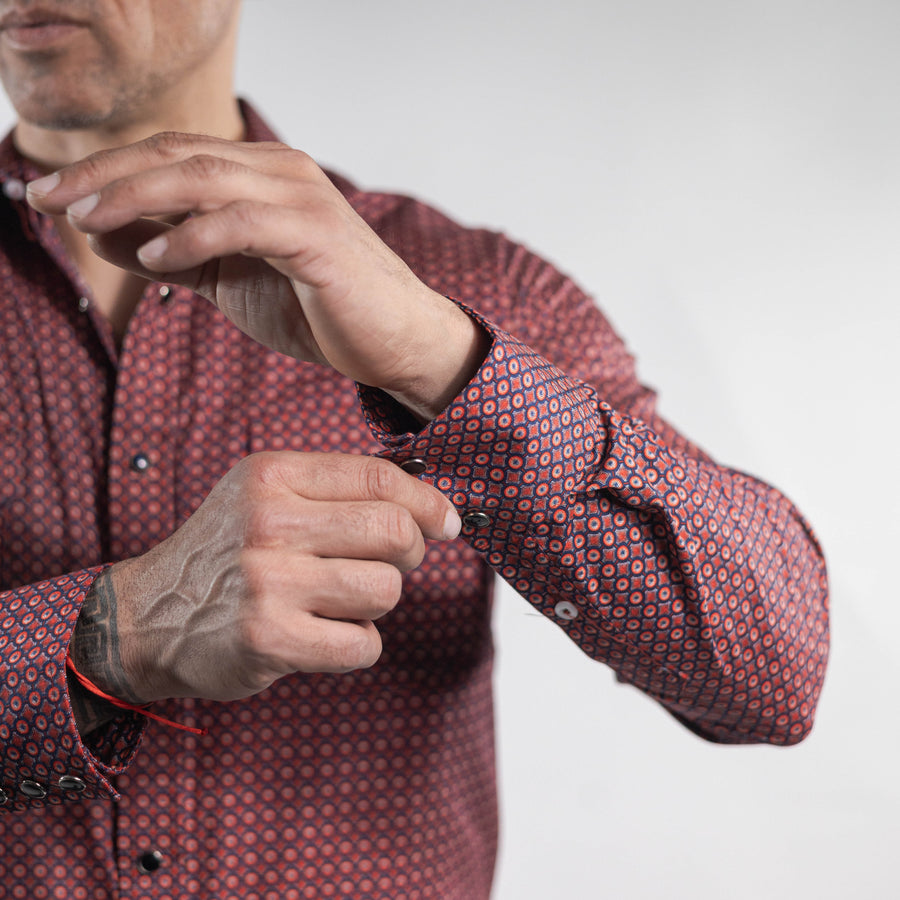 Camisa Longhorn Estampada Shedron/Azul 004